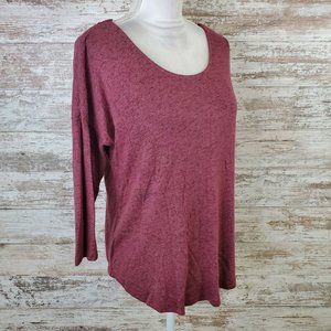 Bobeau Red Long Sleeve Round Neck T-Shirt Size L